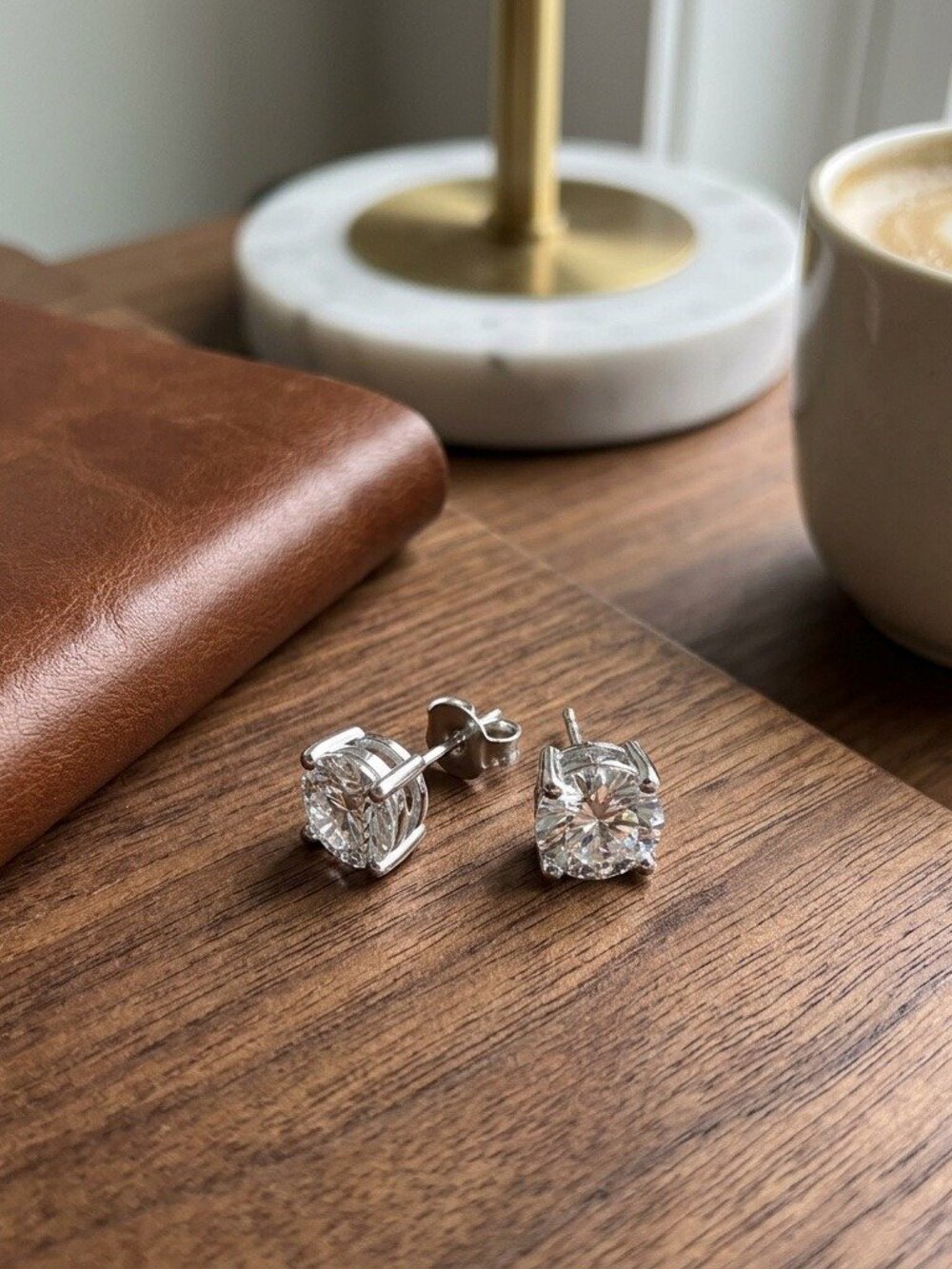 Clear Moissanite Studs 1 Carat Round Solitaire Earrings 925 Sterling Silver